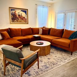 What A Room Furniture - Alex U Shaped Sectional with Chaise in Marquis Rust