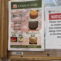 Taste Of Jamaica - Cake menu