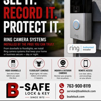 B-Safe Lock & Key - Ring Camara B-Safe Lock & Key 763-900-8119 - Keys & Locksmiths Near Me - Minneapolis, Minnesota B-Safe Lock & Key - Ring Camara B-Safe Lock & Key 763-900-8119 - Keys & Locksmiths Near Me - Minneapolis, Minnesota