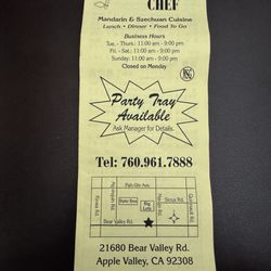 Mandarin Chef - Menu 9/2024