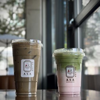 Asa Bakery & Cafe - Hōjicha latte and strawberry matcha. - Bakeries Near Me - San Diego, California