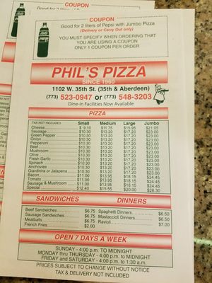 Menu photo 8 Phil's Pizza Chicago, IL