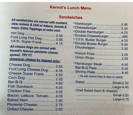Menu photo 1 Kermit's Hot Dog House Winston Salem, NC