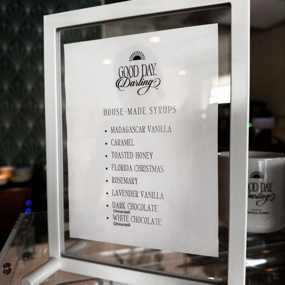 Good Day Darling - Syrups for latte flavoring - Breakfast & Brunch Near Me - Pensacola, Florida Good Day Darling - Syrups for latte flavoring - Breakfast & Brunch Near Me - Pensacola, Florida