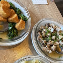 Braised tofu with pea sprouts ( left) Black Bean Spareribs ( right) Braised tofu with pea sprouts ( left) Black Bean Spareribs ( right)
