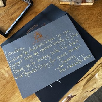 Ambiente A Landscape Hotel - Hand written welcome note - Resorts Near Me - Sedona, Arizona