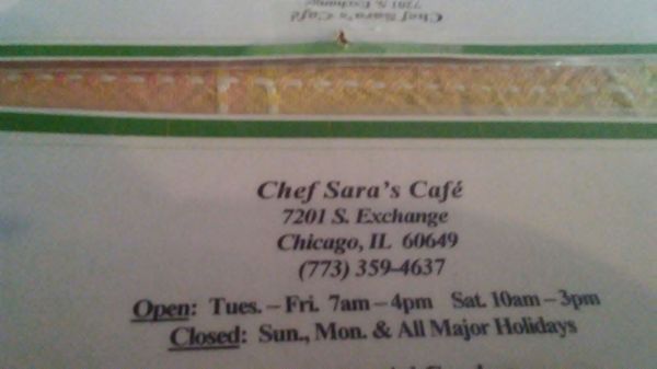 Menu photo 4 Chef Sara's Cafe Chicago, IL