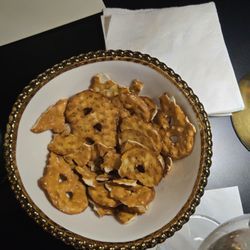Pretzels served in a sweet lil bowl