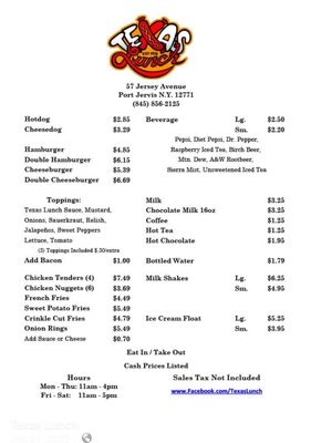 Menu photo 1 Texas Lunch Port Jervis, NY Menu photo 1 Texas Lunch Port Jervis, NY