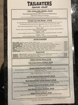 Menu photo 2 Tailgaters Sports Grill Sully Station, VA