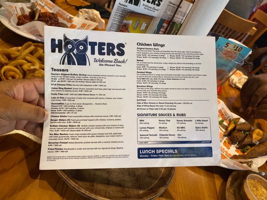 Menu photo 3 Hooters Hialeah, FL