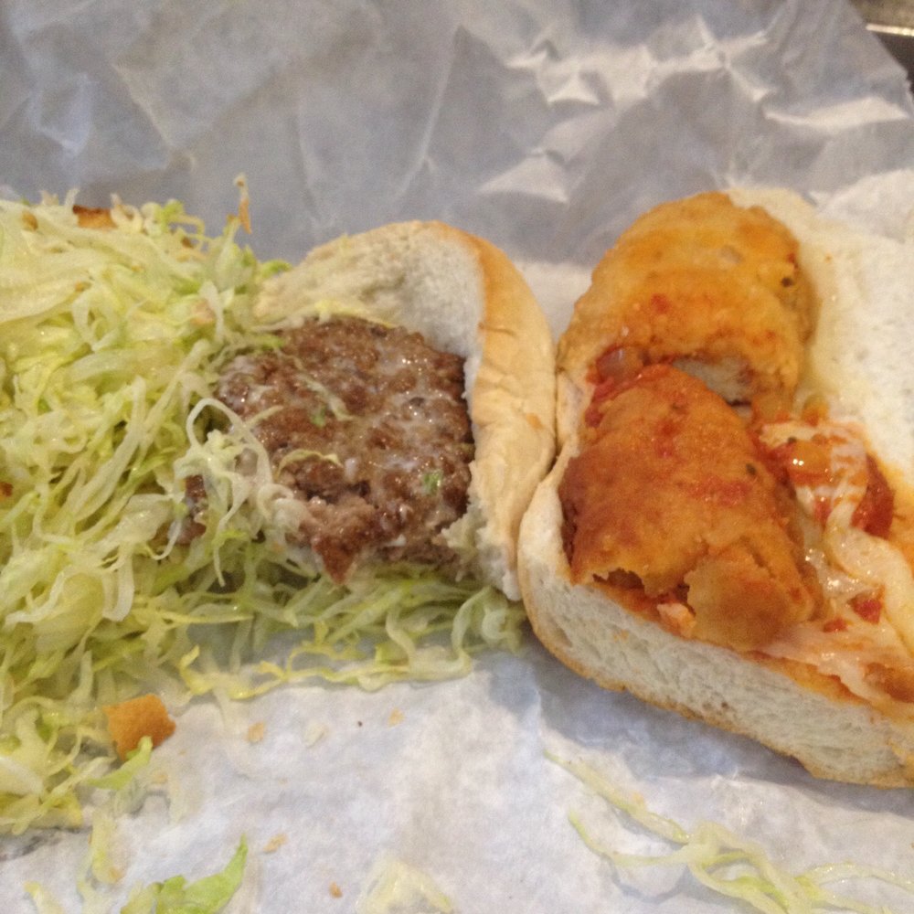 Cheese burger sub and chicken Parmesan sub. Gross!!!! Cheese burger sub and chicken Parmesan sub. Gross!!!!
