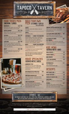 Menu photo 7 Tapoco Tavern Robbinsville, NC