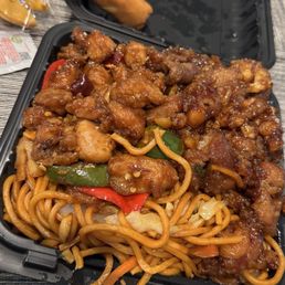 Firecracker chicken, kung pao chicken, chow mein Firecracker chicken, kung pao chicken, chow mein