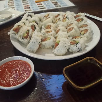 Sushi Shack - Spicy tuna and spicy salmon rolls. Sriracha and Ponzu sauce. Mmm - Sushi Bars Near Me - Plano, Texas