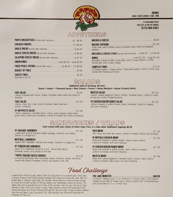 Menu photo 1 Papa's Pizzeria Polk City, IA Menu photo 1 Papa's Pizzeria Polk City, IA