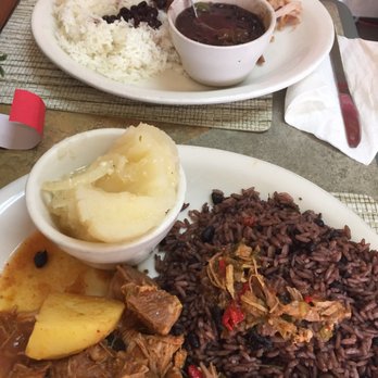 Rice And Beans - Beef stew with rice with black beans and yuca and white rice with side of black beans and pork! Yes we're fans!!! - Spanish Near Me - Spring Hill, Florida Rice And Beans - Beef stew with rice with black beans and yuca and white rice with side of black beans and pork! Yes we're fans!!! - Spanish Near Me - Spring Hill, Florida