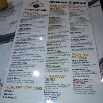 Sunny Day Cafe - Menu - Breakfast & Brunch Near Me - Carmel, Indiana