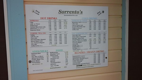Menu photo 7 Sorrento's Drive Thru Coffee Austin, TX Menu photo 7 Sorrento's Drive Thru Coffee Austin, TX