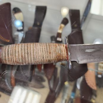 Austin Blades - Stacked leather handle being constructed at Austin Blades. - Knife Sharpening Near Me - Austin, Texas