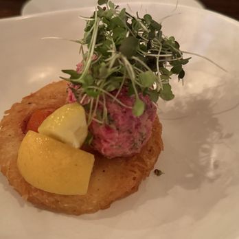 Baran's 2239 - Steak tartare on a potato rosti - New American Near Me - Hermosa Beach, California