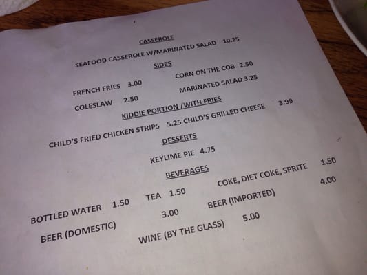 Menu photo 6 Hole In The Wall Seafood Apalachicola, FL