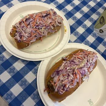 Wild Waylon's BBQ - Smoked hot dog with everything (add pickled onions on the bottom) - Barbeque Near Me - Fredericksburg, Virginia Wild Waylon's BBQ - Smoked hot dog with everything (add pickled onions on the bottom) - Barbeque Near Me - Fredericksburg, Virginia