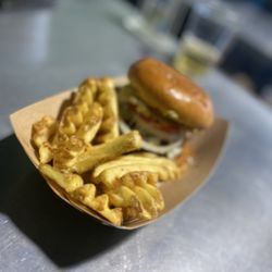 Brake Burger Garage - Black and Bacon Bleu Burger Combo