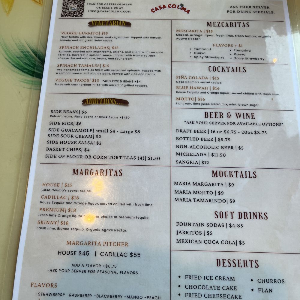 Casa Colima Mexican Restaurant - Tualatin - Menu part 2 - Mexican Near Me - Tualatin, Oregon
