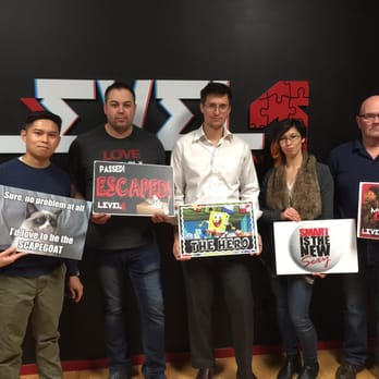 Level 1 Escape - Team- Four guys and a Donna. Serious game faces - Escape Games Near Me - Calgary, Alberta Level 1 Escape - Team- Four guys and a Donna. Serious game faces - Escape Games Near Me - Calgary, Alberta