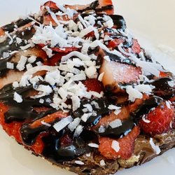 Raining Berries - Sweet Dreams - Toasted Bread, Nutella Spread, Fresh Strawberries, Nutella Dressing
