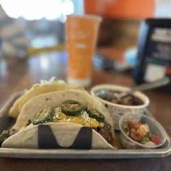 Tacos 4 Life - Fried Chicken Combo with Black Beans and Pico in the side
