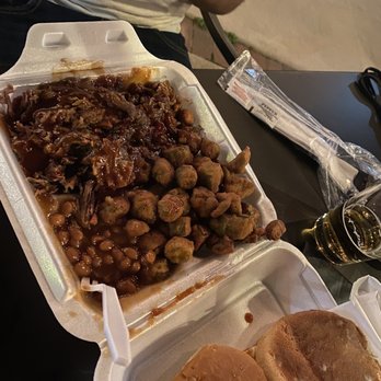 Chatt Smoke House - BBQ Pulled Pork Meal with baked beans and okra for side - Barbeque Near Me - Chattanooga, Tennessee Chatt Smoke House - BBQ Pulled Pork Meal with baked beans and okra for side - Barbeque Near Me - Chattanooga, Tennessee