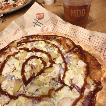 MOD Pizza - Caspian - BBQ sauce, mozzarella, grilled chicken, red onion, Gorgonzola and bbq swirl - Fast Food Near Me - Reno, Nevada MOD Pizza - Caspian - BBQ sauce, mozzarella, grilled chicken, red onion, Gorgonzola and bbq swirl - Fast Food Near Me - Reno, Nevada