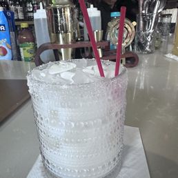 The coconut margarita with coconut flakes
