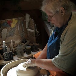 Linda Dalton Pottery - Linda in the studio