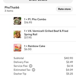 Photo of the foods ordered and received from pho Thai 66 Photo of the foods ordered and received from pho Thai 66