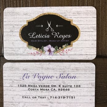 La Vogue Salon - Leticia's super cute business card - Hair Stylists Near Me - Costa Mesa, California La Vogue Salon - Leticia's super cute business card - Hair Stylists Near Me - Costa Mesa, California