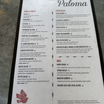 Paloma Restaurant - Menu - Mexican Near Me - Santa Fe, New Mexico