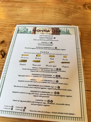 Menu photo 2 Monna Lisa Trattoria Kemah, TX Menu photo 2 Monna Lisa Trattoria Kemah, TX