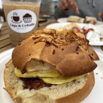 Cups & Crumbs - Breakfast bagel sandwich - Creperies Near Me - Orcutt, California Cups & Crumbs - Breakfast bagel sandwich - Creperies Near Me - Orcutt, California