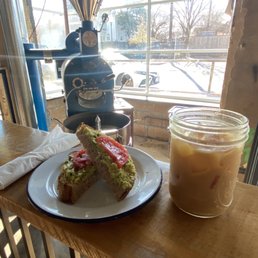 Iced coffee and avocado toast Iced coffee and avocado toast