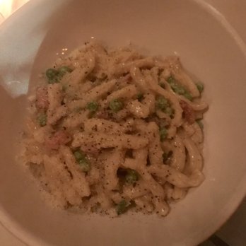 Rucola - Casarecce: English peas, parmigiano, housemade bacon, eggs @ Rucola - Italian Near Me - Brooklyn, New York Rucola - Casarecce: English peas, parmigiano, housemade bacon, eggs @ Rucola - Italian Near Me - Brooklyn, New York