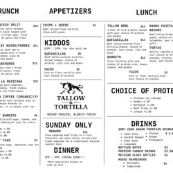 Full Menu (as of August 2026)