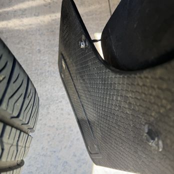 America's Tire - Broken & stripped mud flap that was in tact when I dropped it off. - Tires Near Me - Corona, California
