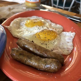 Stack'em High Pancakes & So Forth - Over easy eggs with sausage - Pancakes Near Me - Kill Devil Hills, North Carolina