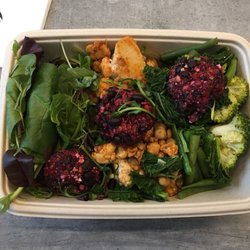 The Naked Deli - Mixed green salad, broccoli with chilli, cauliflower and beetroot balls
