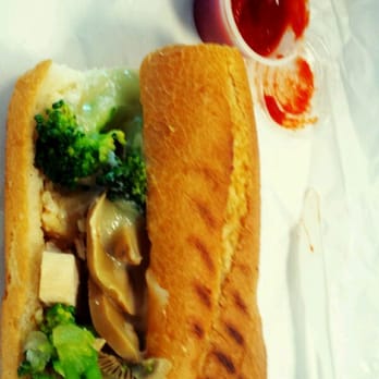 Le Diplomate Cafe - Chicken mushroom and broccoli w garlic sauce and drenched in sriracha :) - Bakeries Near Me - Irvine, California Le Diplomate Cafe - Chicken mushroom and broccoli w garlic sauce and drenched in sriracha :) - Bakeries Near Me - Irvine, California