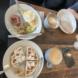 Maple Spice Waffle, Clean Breakfast Plate, Brown Butter Latte, Gingerbread Latte