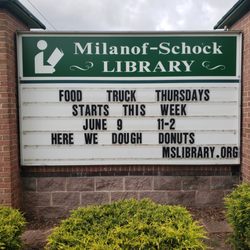 Milanof Schock Library - In summer 2022, the Library started offering Food Truck Thursdays.